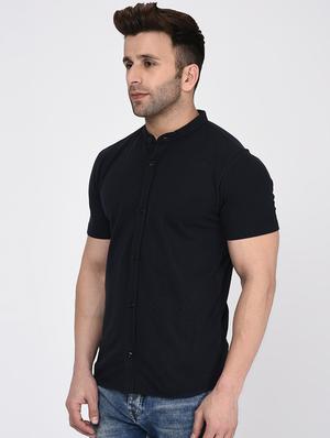 black solid casual shirt - 16674937 - Standard Image - 2