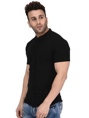 black solid casual shirt - 16674938 - Standard Image - 2