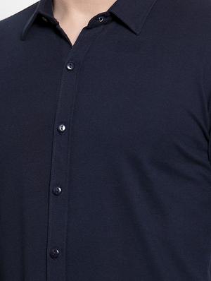 navy blue solid casual shirt - 16674968 - Standard Image - 5