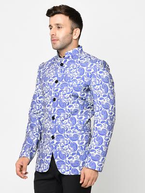 blue paisley single breasted casual blazer - 16675091 - Standard Image - 2