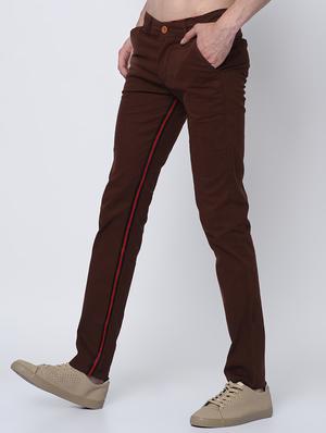brown side striped chinos - 16675276 - Standard Image - 2