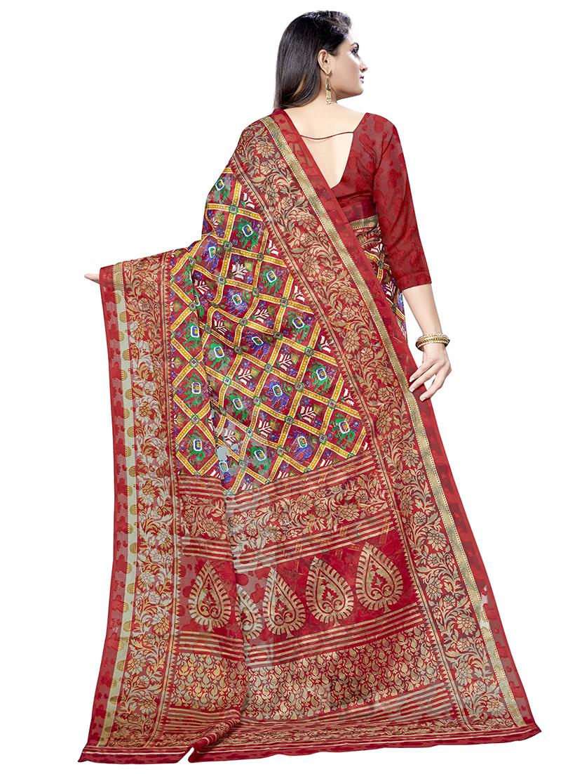 printed brasso saree with blouse - 16675318 - Zoom Image - 2