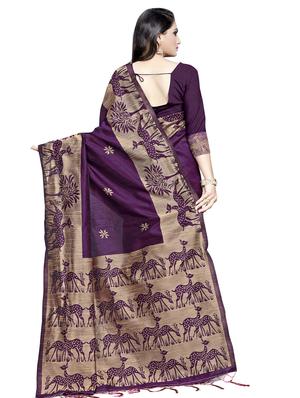 bordered woven saree with blouse - 16675343 - Standard Image - 2