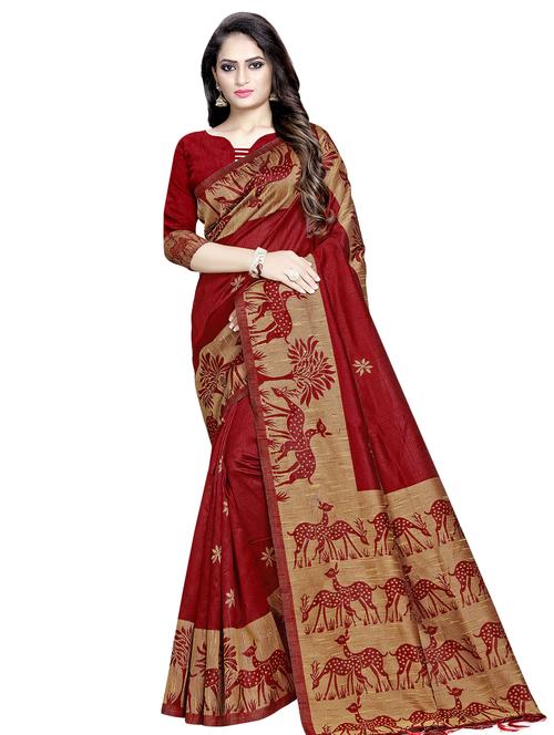 bordered woven saree with blouse - 16675344 - Very Small Image - 1