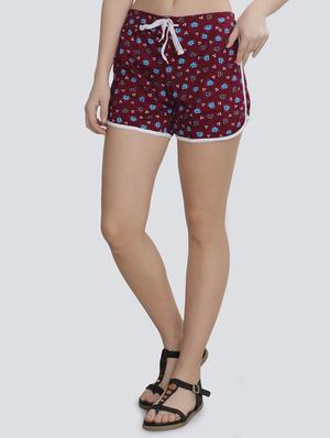 drawstring contrast hem floral short - 16675482 - Standard Image - 2