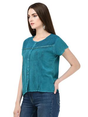 round neck embroidered top - 16675950 - Standard Image - 2