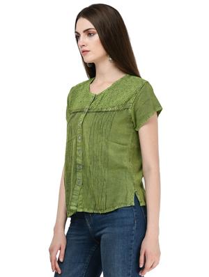 round neck embroidered top - 16675954 - Standard Image - 2