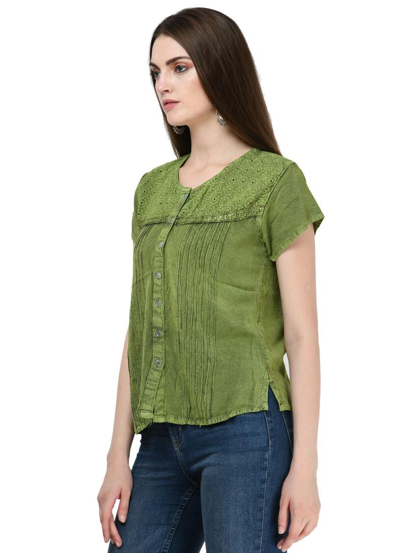 round neck embroidered top - 16675954 - Zoom Image - 2