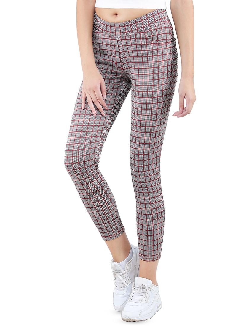 high rise checkered jeggings - 16676064 - Zoom Image - 2