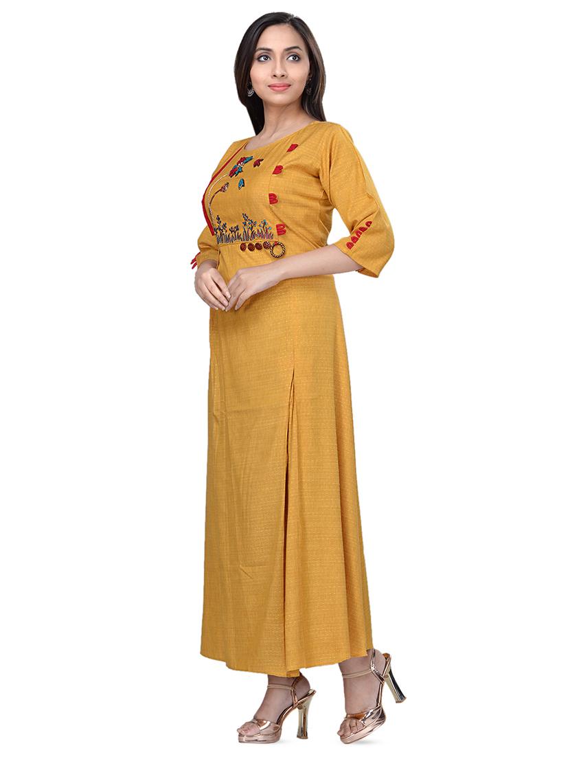 embroidered a-line kurta - 16676400 - Zoom Image - 2