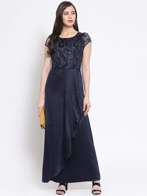 round neck embroidered wrap dress - 16677108 - Very Small Image - 1