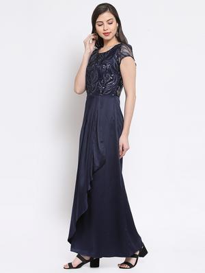 round neck embroidered wrap dress - 16677108 - Standard Image - 2
