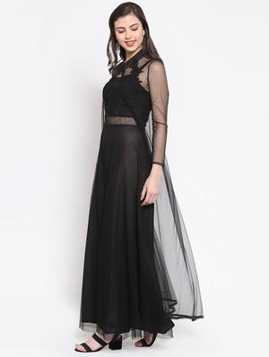 floral laced sheer maxi layered dress - 16677109 - Standard Image - 2