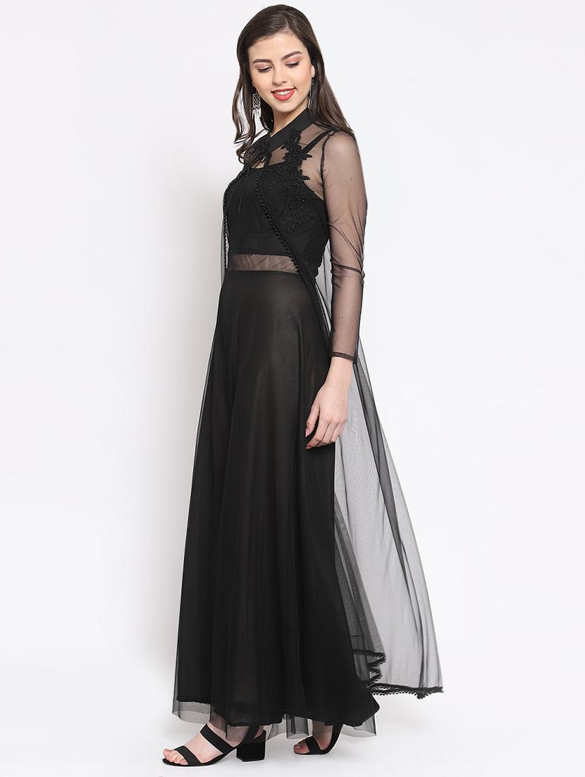 floral laced sheer maxi layered dress - 16677109 - Zoom Image - 2