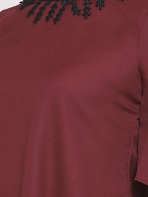 mock neck lace detail asymmetric top - 16677126 - Standard Image - 5
