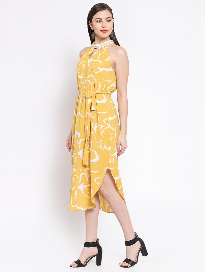keyhole neck floral asymmetric dress - 16677129 - Zoom Image - 2
