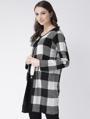 checkered acrylic regular cardigan - 16677397 - Standard Image - 2