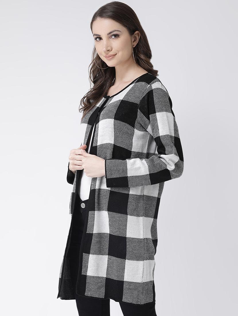 checkered acrylic regular cardigan - 16677397 - Zoom Image - 2