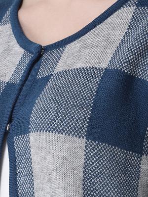 checkered acrylic regular cardigan - 16677398 - Standard Image - 5