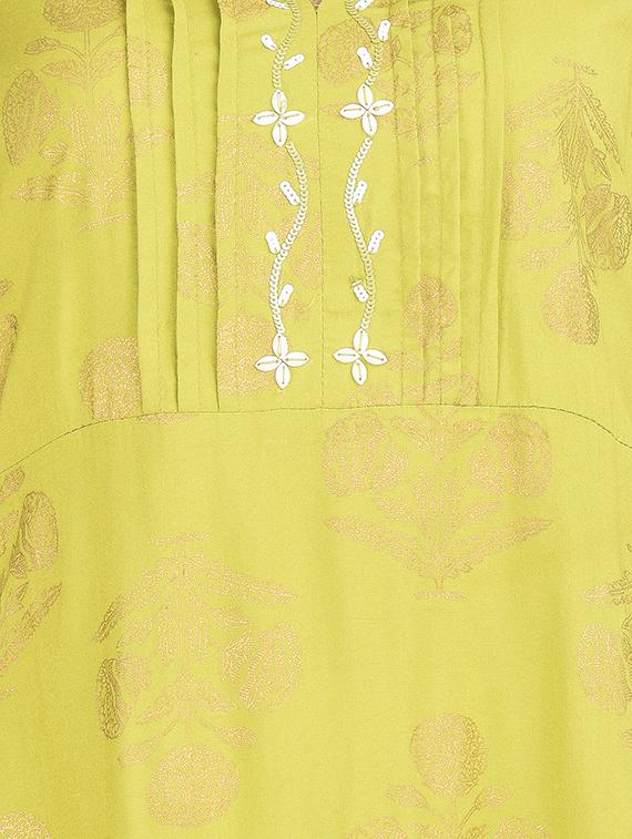 foil printed kurta palazzo suit set - 16677544 - Zoom Image - 5