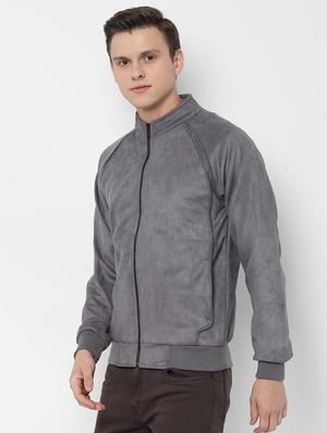 grey solid casual jacket - 16677682 - Standard Image - 2