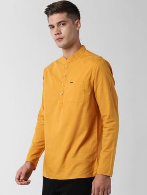 yellow solid short kurta - 16677751 - Standard Image - 2