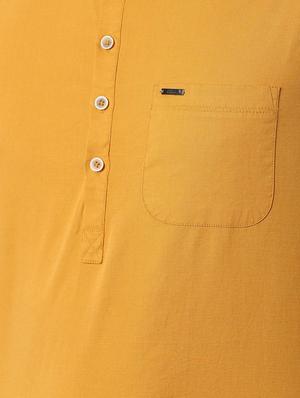 yellow solid short kurta - 16677751 - Standard Image - 5