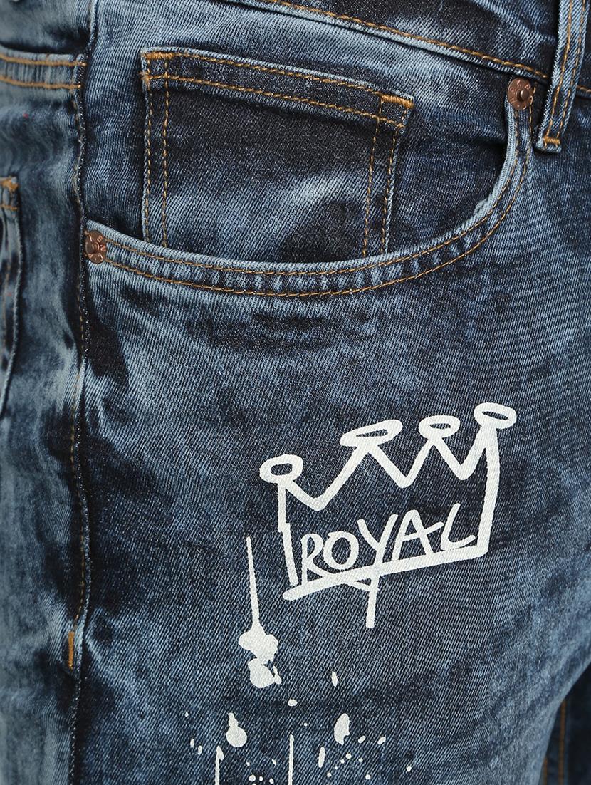 blue heavy washed printed jeans - 16677809 - Zoom Image - 5