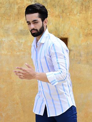 white striped casual shirt - 16677943 - Standard Image - 2