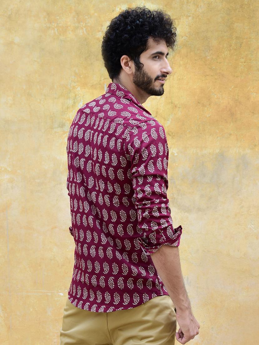 maroon printed casual shirt - 16677958 - Zoom Image - 2