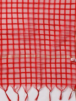 checkered plain dupatta - 16678125 - Standard Image - 2