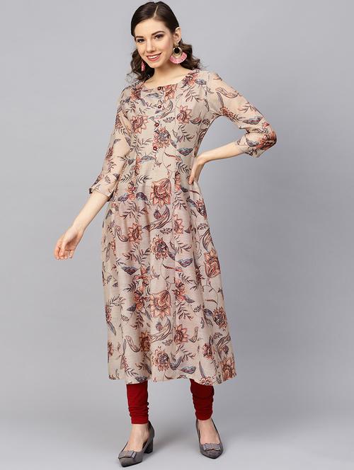floral printed a-line kurta - 16678140 - Standard Image - 1