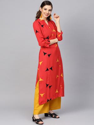 geometric straight kurta - 16678146 - Standard Image - 2