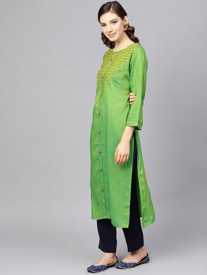 embroidered straight kurta - 16678168 - Standard Image - 2