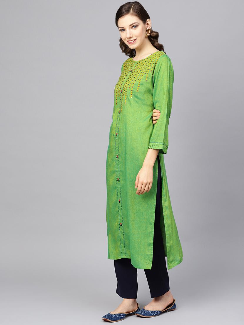 embroidered straight kurta - 16678168 - Zoom Image - 2