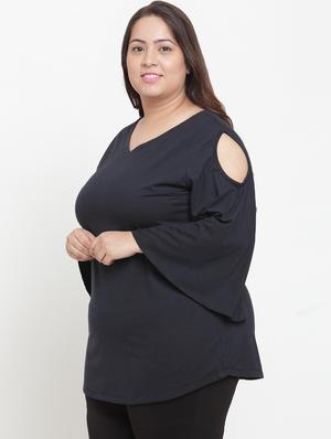 cold shoulder bell sleeved plus top - 16679115 - Standard Image - 2