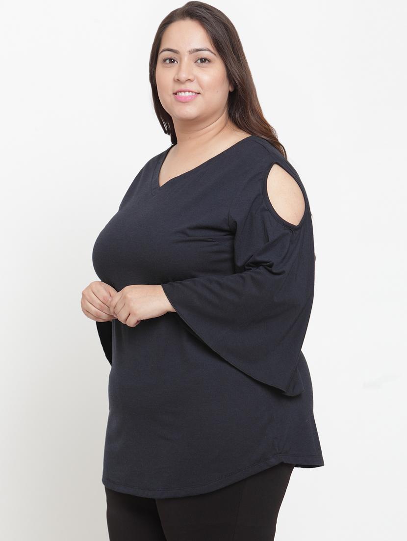 cold shoulder bell sleeved plus top - 16679115 - Zoom Image - 2