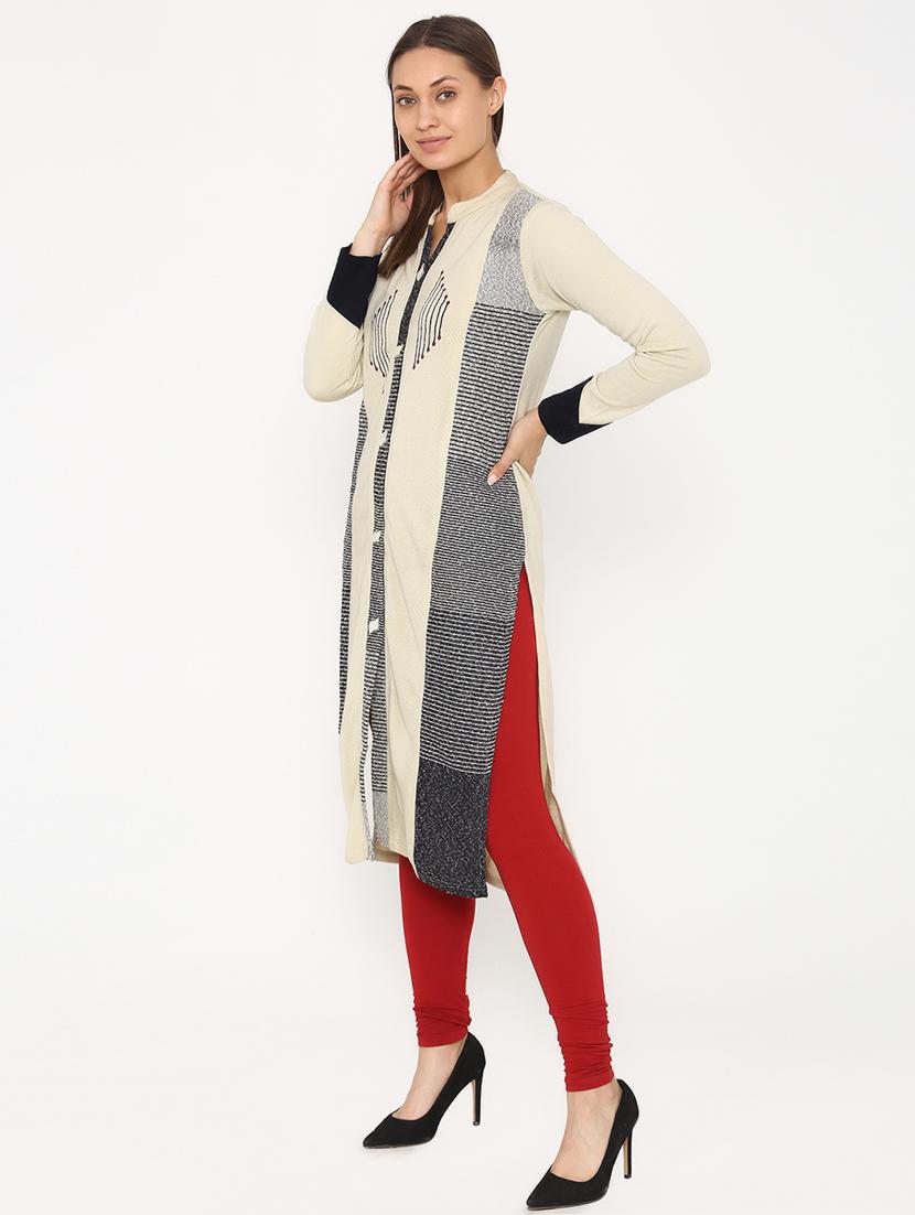 embroidered woolen kurta - 16679678 - Zoom Image - 2