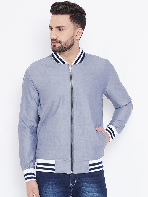 grey solid casual jacket - 16679731 - Standard Image - 1