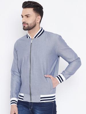 grey solid casual jacket - 16679731 - Standard Image - 2