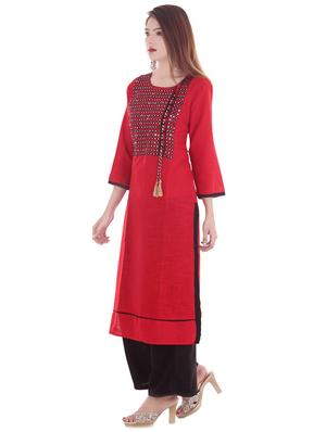mirror work straight kurta - 16679754 - Standard Image - 2