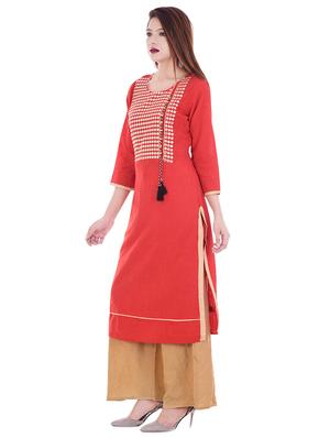 mirror work straight kurta - 16679755 - Standard Image - 2