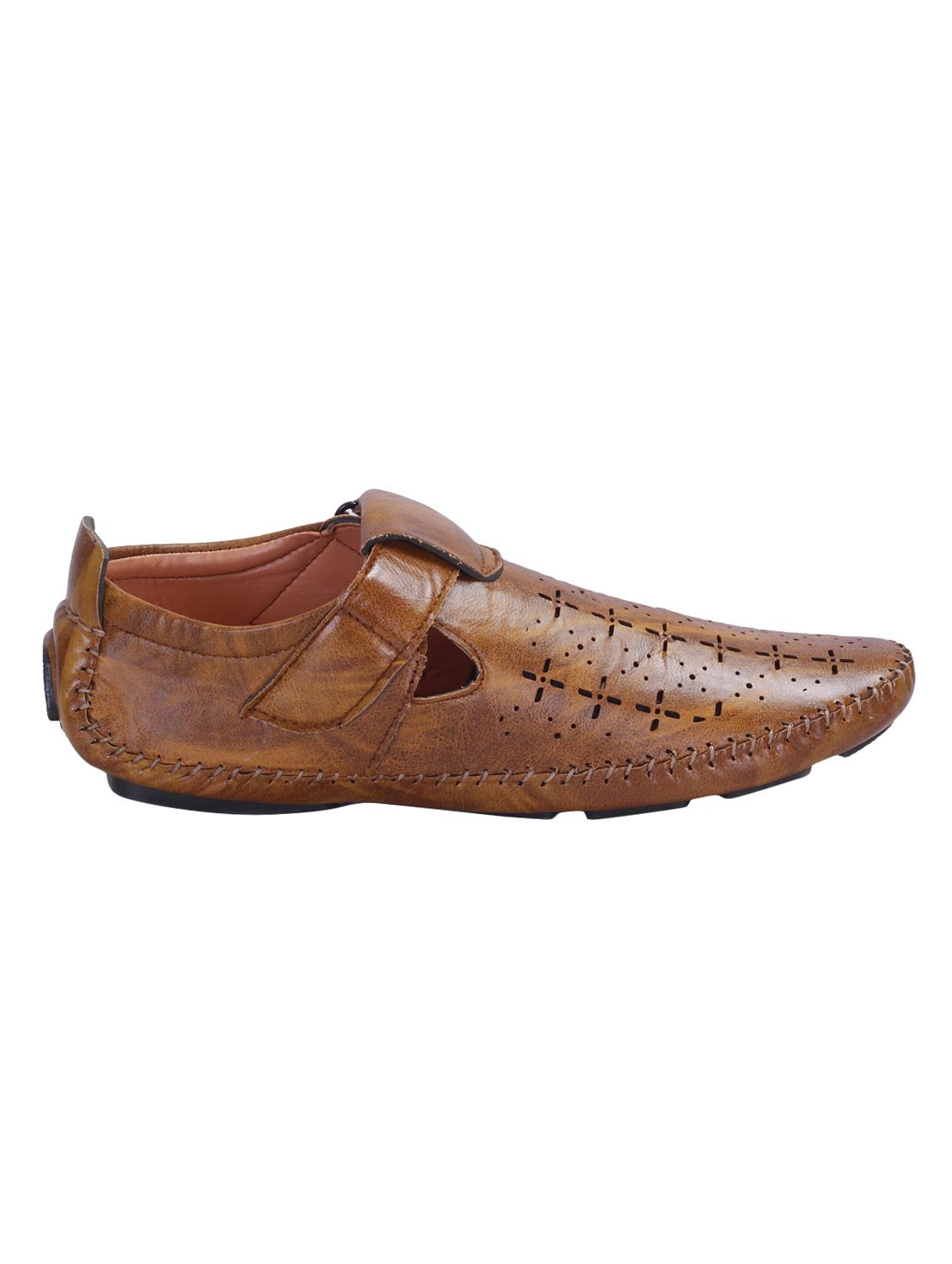 brown leatherette slip on sandals - 16679946 - Zoom Image - 2