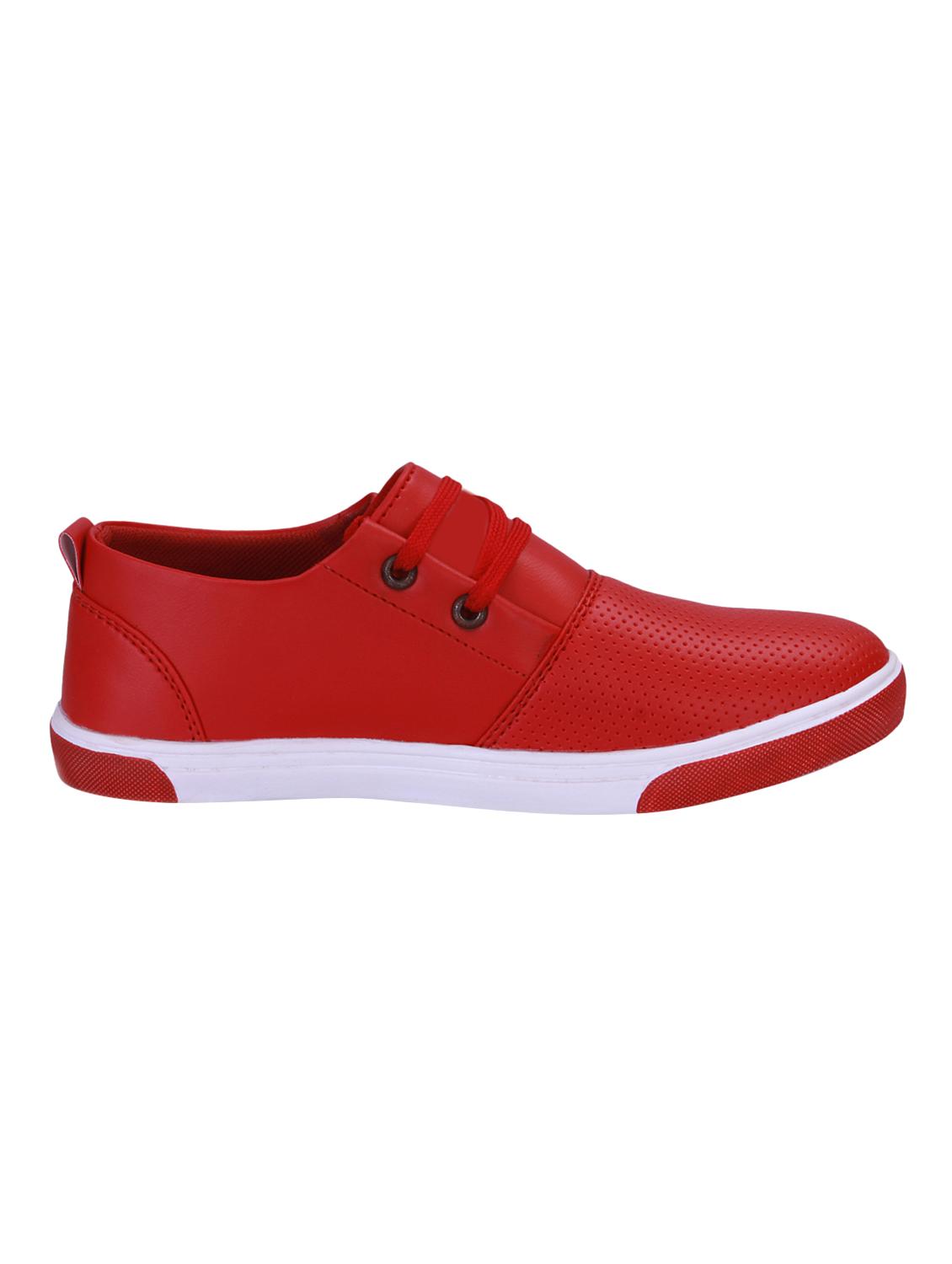 red leatherette lace up sneakers - 16679974 - Zoom Image - 2