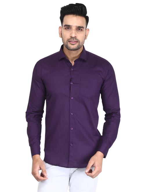 purple solid casual shirt - 16680041 - Very Small Image - 1