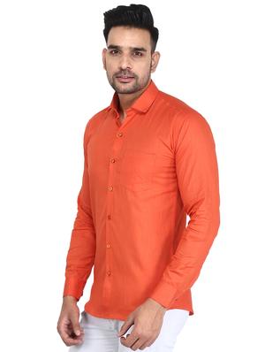 orange solid casual shirt - 16680049 - Standard Image - 2