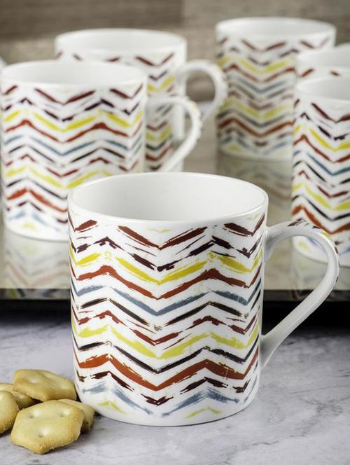 bone china tea cups with geometric design (set of 6) - 16680387 - Standard Image - 1