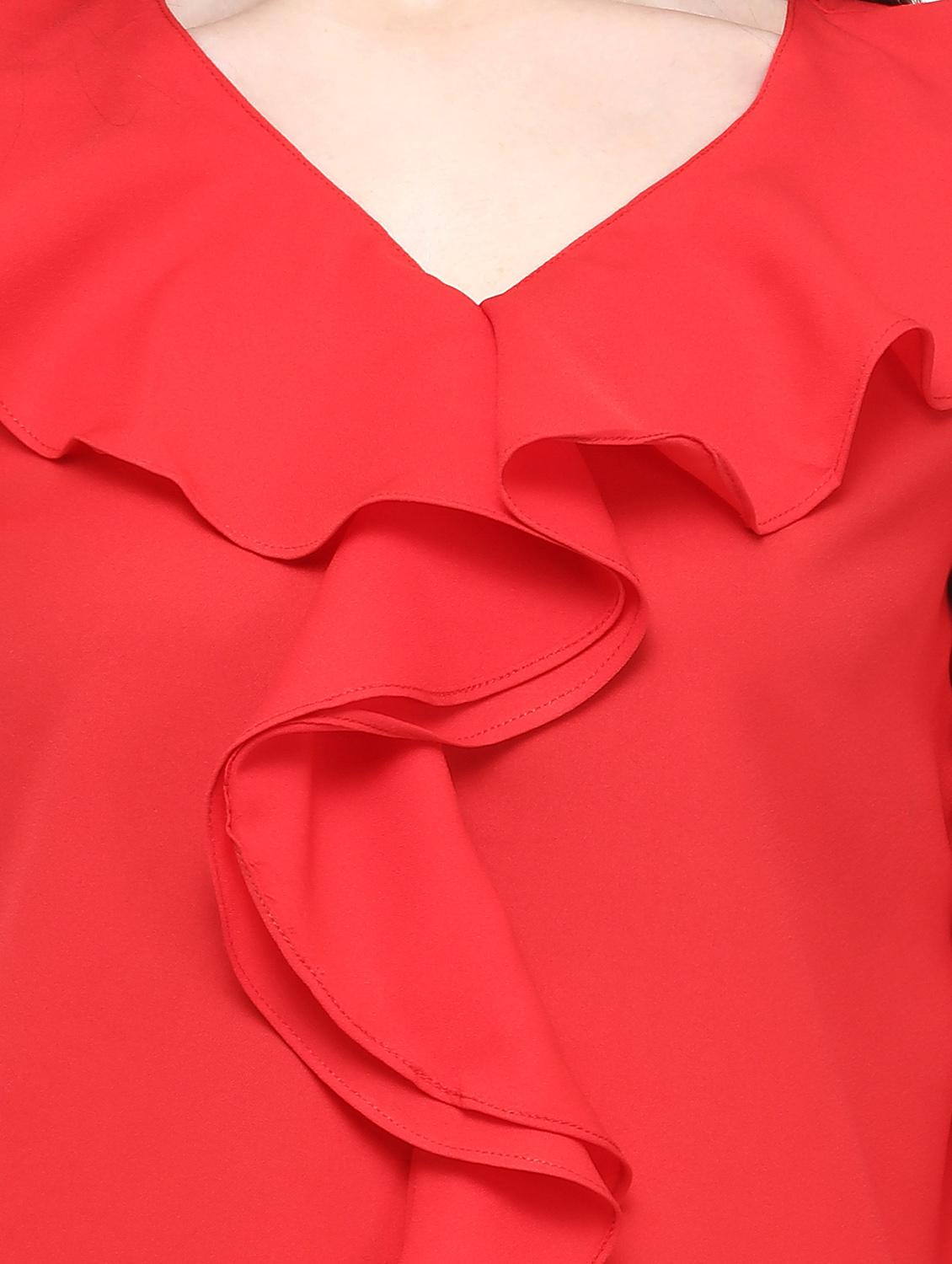 v neck ruffle detail top - 16680446 - Zoom Image - 5