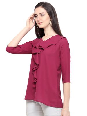 v neck ruffle detail top - 16680452 - Standard Image - 2