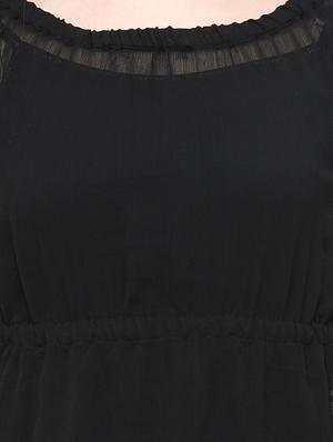 round neck ruched solid top - 16680458 - Standard Image - 5